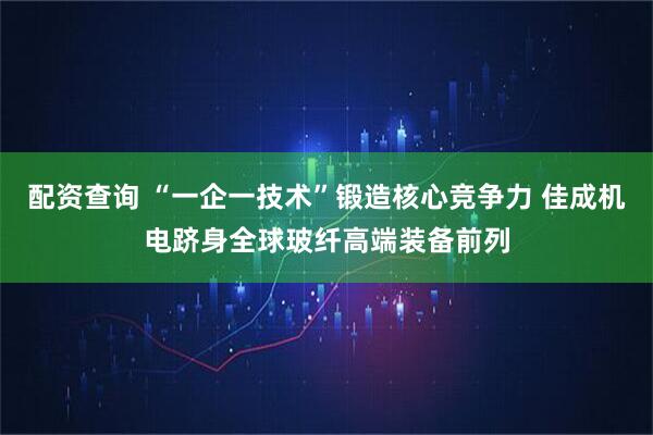配资查询 “一企一技术”锻造核心竞争力 佳成机电跻身全球玻纤高端装备前列